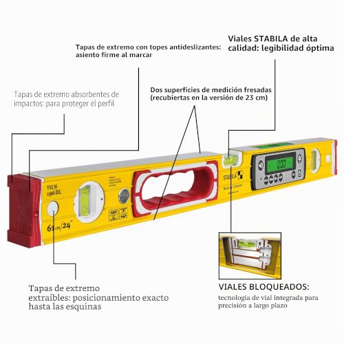 Nivel de burbuja digital de 40 cm STABILA TECH 196 DL electrónico con IP67 resistente al agua 7