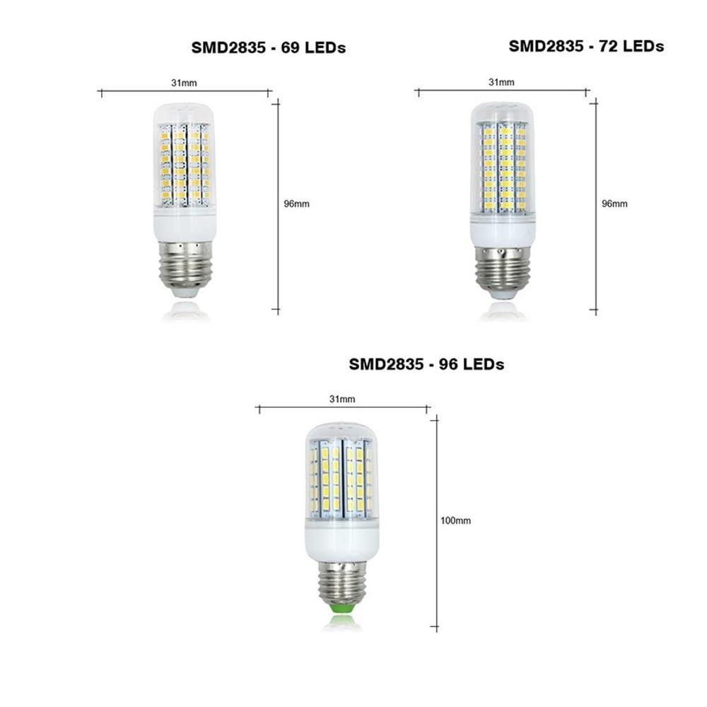 YSJX lighting, Pack de 10, ampoule LED maïs E27 lampe LED AC220V ampoule LED lustre projecteur(Warm White,96 Leds)