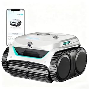 (Neues Modell) WYBOT C2 Vision-A Kabelloser Poolroboter Akku mit KI-Kamera, 8 Modi, starker Saugkraft, Dual-Filter, Wasserlinie, Poolroboter Akku Wand und Boden, App-Weiß
