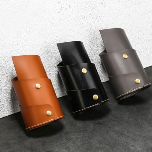 QINZITAO Organizador de brochas de maquillaje de piel sintética para escritorio, organizador de lápices de escritorio, organizador de escritorio de oficina, 65 x 110 mm - imagen 4