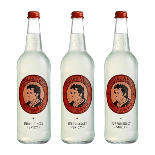 Thomas Henry Spicy Ginger Beer, Premium Cocktail Mixer For Moscow Mule & Cocktails, 25.4 Fl Oz (750 Ml) Bottles, 3 Pack, Made In Germany