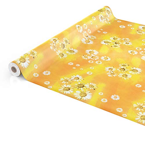 ANRO Wachstuchtischdecke Wachstuch Wachstischdecke Tischdecke Kamille Gelb Blumen Sonne Oval 200x140cm abwaschbar wasserabweisend… – Ansicht 4