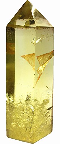 Yinglai 1pcs Large Natural Quartz Crystal Yellow Rainbow Smokey Citrine Tower Point Wand Healing As Gifts