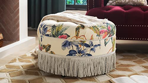 Jennifer Taylor Home Yolanda Ottoman, Off-White/Floral #TOP6