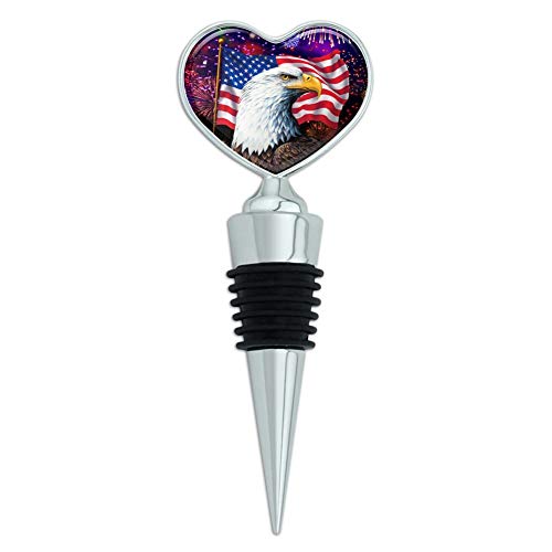 Eagle Patriotic 4th of July Celebration American Flag Fireworks Heart Love Wine Bottle Stopper