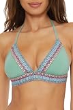 BECCA Women's Standard Fiesta Halter Bikini Top, Adjustable, Tie Back, Swimwear Separates, Mineral, Medium