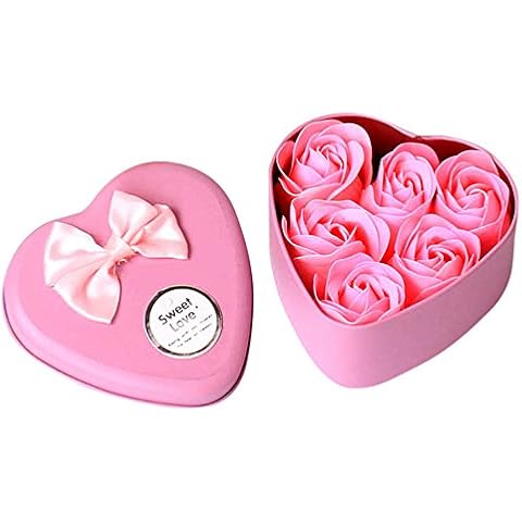 BOTCAM Pack of 6 Scented Gift Body Soap Bath Petal Decoration Heart Wedding Rose Home Decor Meadow Flowers (Pink-1, One Size) Cover