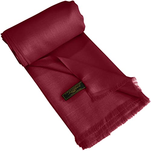 CJ Apparel Burgundy Maroon Solid Color Fringe Design Nepalese Shawl Seconds Scarf Wrap Stole Throw Head Wrap Pashmina Hand Made in Nepal New3