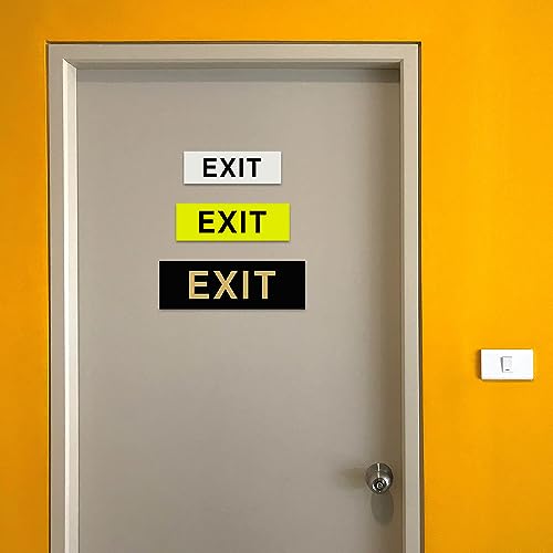 Image of All Quality Basic Exit Wall or Door Sign - Simple & Clear To Ensure Safety | Easy to Install - White - Small (2 Pack)