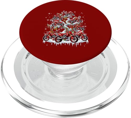 Santa Reindeer Dirt Bikes On Tree Christmas Lights Flowers PopSockets PopGrip for MagSafe