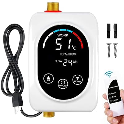 Tankless Water Heater Electric 110V, 3000W Under Sink Instant On Demand Hot Water Heater, Portable Mini Small Water Heaters with Remote Control Digital Display for Kitchen Bathroom RV