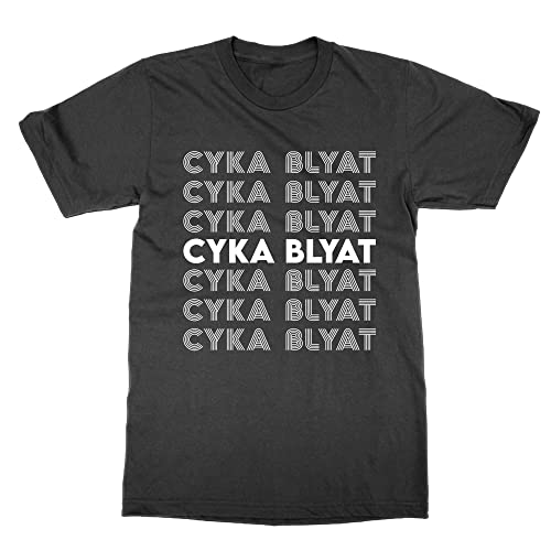 T-shirt Cyka Blyat noir taille S en coton premium pour homme