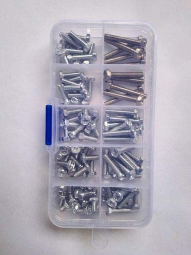 Lilianos 100pcs M4 Hex Head Phillips Socket Stainless Steel Screw Bolt Assortment Kit Set