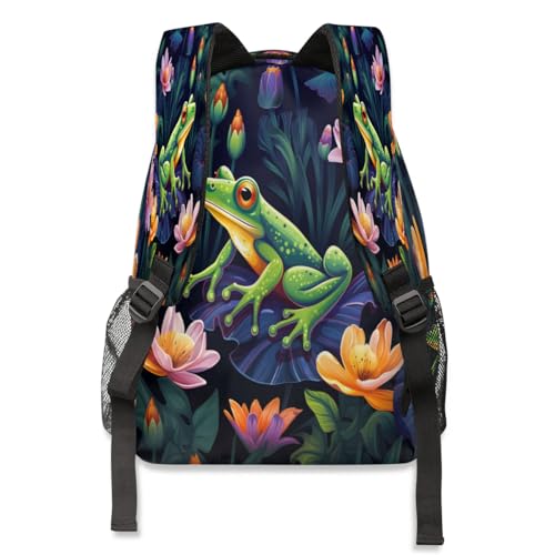 Green Frog Laptop Backpack for Adult Women Men Frog Casual Daypack with Compartment & Multiple Pockets Book Bags Travel Bag4