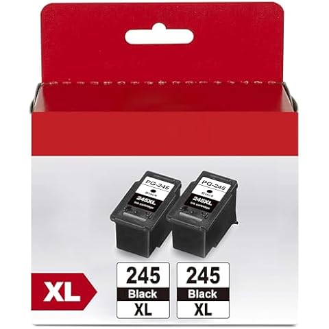 PG-245 XL Black Printer Ink Cartridge High Capacity for Canon 245XL Black Ink PG-245XL Compatible to Canon Pixma MX490 MX492 MG2522 MG3022 MG2520 TR4522 TS3122 TS3300 TS3322 Printer (2 Black Pack) Cover