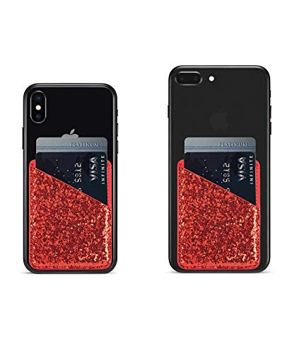 Arlgseln Cell Phone Card Holder, Adhesive Purse Glitter Id Credit Card Slot Wallet Pocket Sleeve Stick On Smartphone/Tablets For Iphone,Android,Samsung Galaxy #TOP3