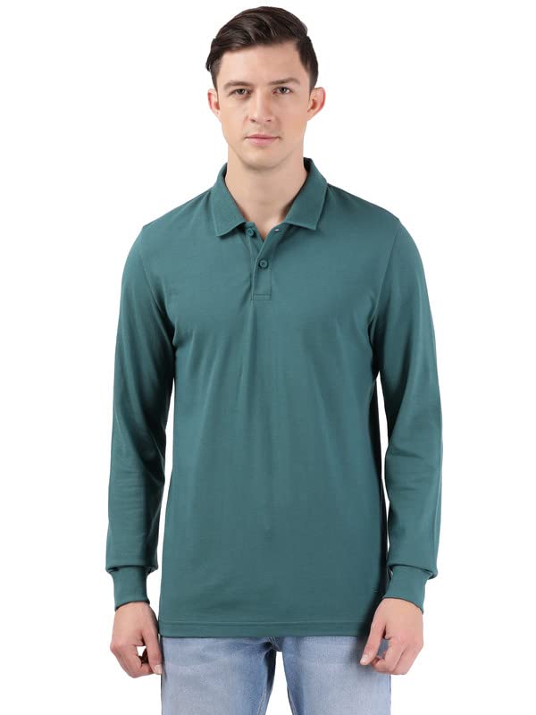 Jockey AM96 Men’s Super Combed Cotton Rich Solid Full Sleeve Polo T-Shirt with Ribbed Cuffs Jockey AM96 Men’s Super Combed Cotton Rich Solid Full Sleeve Polo T-Shirt with Ribbed Cuffs