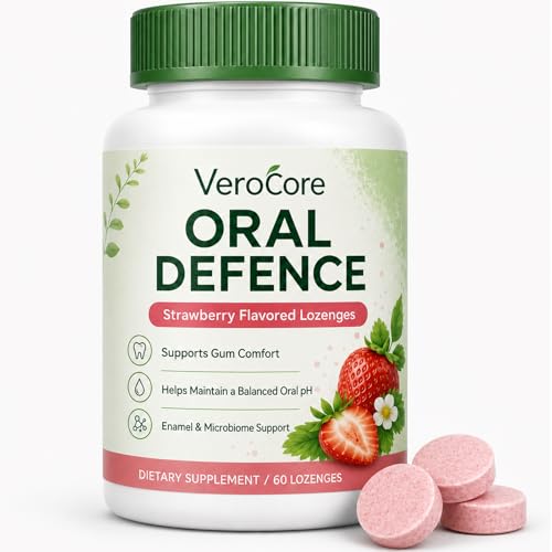 VeroCore Oral Defence Oral Probiotics for Bad Breath Gum Repair for Receding Gums Fresh Breath & Clean Feeling Gum Comfort & Daily Hygiene Support Strawberry Flavor 60 Count