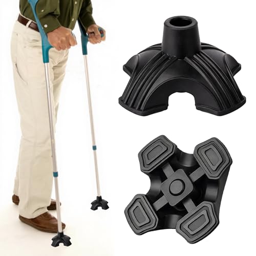 Crutch Tips 7/8 Inch - Wide Base, Non-Slip Cane Tips, Replacement for Cane/Walking Aids, 2 Pcs