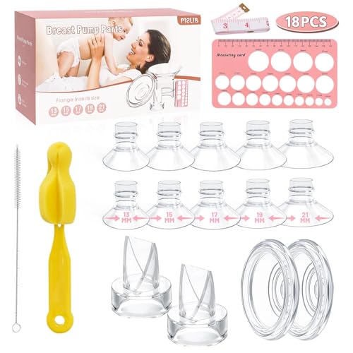 Image of Flange Sizing Kit 5 in 1 Ultimate with Flange Inserts 13/15/17/19/21mm for 24mm Flange/Shield of Most Pumps，Flang Inserts with Duckbill Valves, Silicone Diaphragm (Full Set-18PCS)