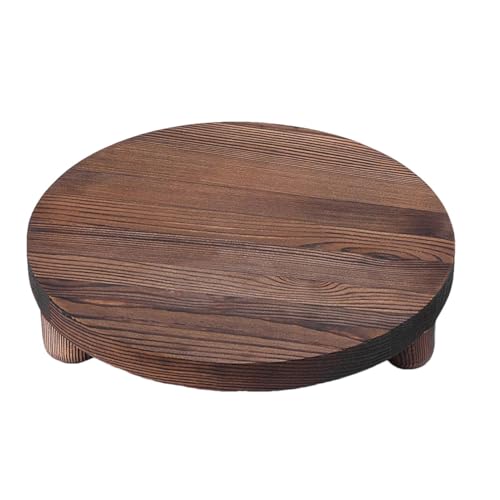Soporte de madera para macetas de jardín, soporte redondo para plantas de interior, bandeja decorativa de baño, bandeja de madera para interiores y exteriores
