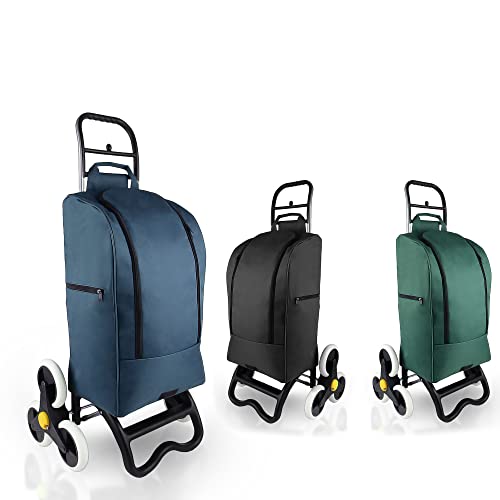 BigDean Einkaufstrolley mit Treppensteiger-Funktion, Kühlfach & 6 großen Rädern - 40L faltbar...