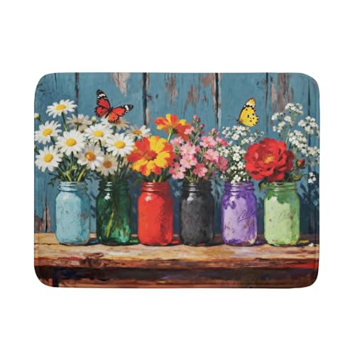 Floral Dish Drying Mat for Kitchen Counter 18x24, Spring Summer Farmhouse Decorative Absorbent Reversible Microfiber Kitchen Countertop Protector Dishes Drainer Pad by Aytipun - Used condition - US$7.98