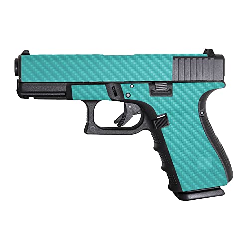 Carbon Fiber Skin Compatible with Glock 19 Gen 4 - Solid Turquoise | Protective, Durable Textured Carbon Fiber Finish | Easy to Apply | Made in The USA
