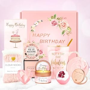 Birthday Gifts for Women Happy Birthday Gift Baskets for Women Unique Not A Day Over Fabulous Mug Gift ideas Pink Gifts Box Set Presents for Her Friends Mom Sister Wife Coworkers Daughter Aunt Mom