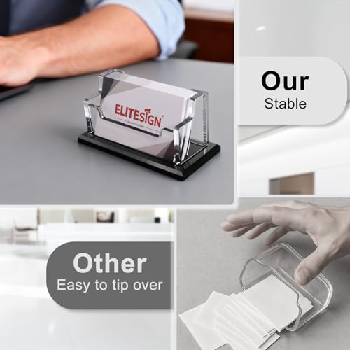EliteSign Business Card Holder - Acrylic Business Card Display for Desk, Cards Organizer 2 Tier 2 Slots for Office, Reception, Vendor Booth and Trade Shows, Holds 120 to 160 Cards EliteSign Business Card Holder - Acrylic Business Card Display for Desk, Cards Organizer 2 Tier 2 Slots for Office, Reception, Vendor Booth and Trade Shows, Holds 120 to 160 Cards - Image 3
