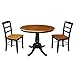 International Concepts 36" Round Top Pedestal Ext Table With 12" Leaf And 2 Rta Madrid Chairs, Black/Cherry