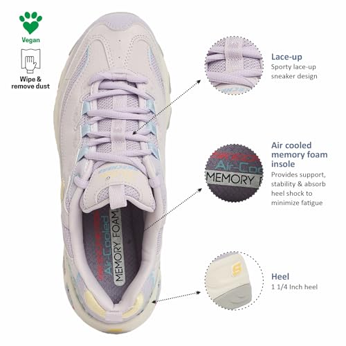 Skechers Women's D'Lites-Sweet Things, Lavender/Multi, 7 US