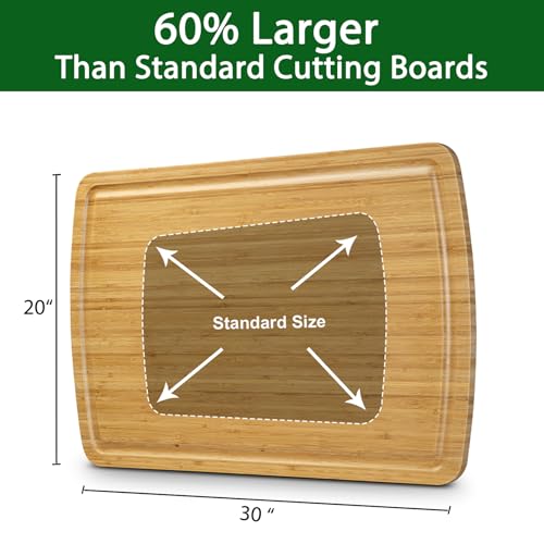 30 x 20 Extra Large Cutting Board, Bamboo Stove Top Cover, Over the Sink Cutting Board with Juice Groove, Heavy Duty Charcuterie Board for Kitchen