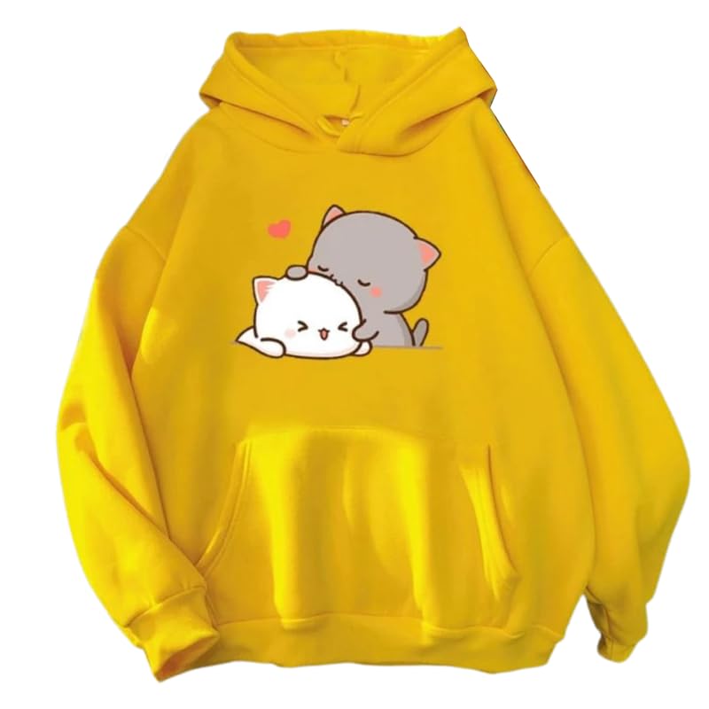 Image of Popster Printed Hooded Sweatshirt Hoody Fleece Regular Fit Full Sleeves Stylish Jumper Sweatshirts Winter Wear Hoodie for Women