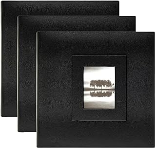 Kenro Savoy Series Black Faux Leather Photo Album for 300 Photos 6x4 inch / 10x15cm or 7x4 inch / 10x18cm or 100 Panaoramic with Frame for Photograph on Cover and Memo Space Beside Each Photograph, Savoy Series - KD137