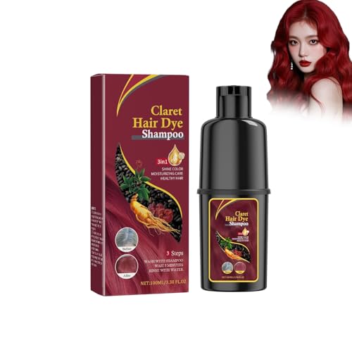 Champú Tinte Rojo, Champú Tinte Instantáneo, Color Duradero Y Vibrante, Unisex（Claret）
