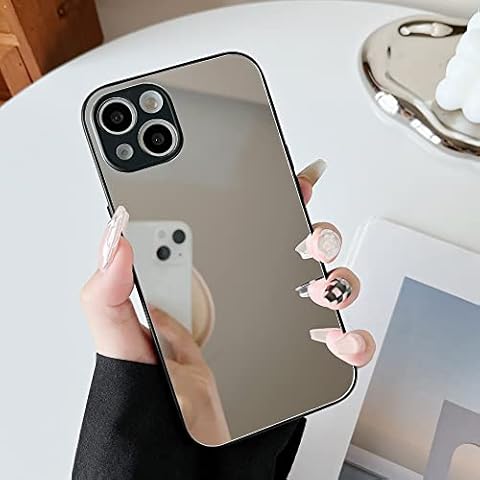 ZTOFERA Case for iPhone 13, Luxury Mirror Makeup Case Crystal Clear Bright Back Soft TPU & Hard PC Slim Case, Full Camera Lens Protective Shockproof Anti-Scratch Cover for iPhone 13 6.1 inch - Black Cover