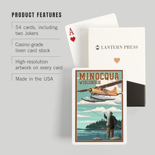 Lantern Press Minocqua Wisconsin Baraja Poker 52 Cartas miniatura 3