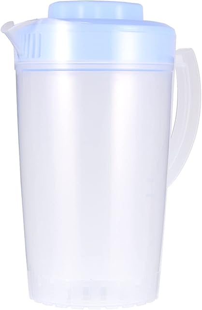 Yardwe Large Water Pitcher with Lid Plastic Water Carafe Iced Tea Pitcher Jug for Water Tea Juice Lemonade Beverage 2L Blue