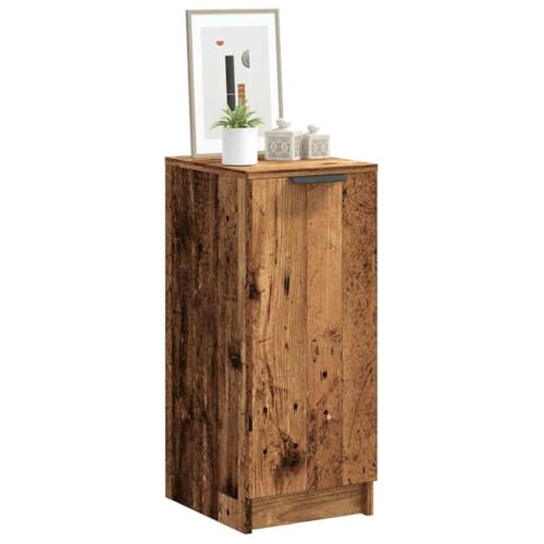 Zeehear Armoire à chaussures aspect bois vieilli 29,5 x 35 x 70 cm, en bois dérivé du bois, avec 4 compartiments et porte, idéal pour le couloir et...