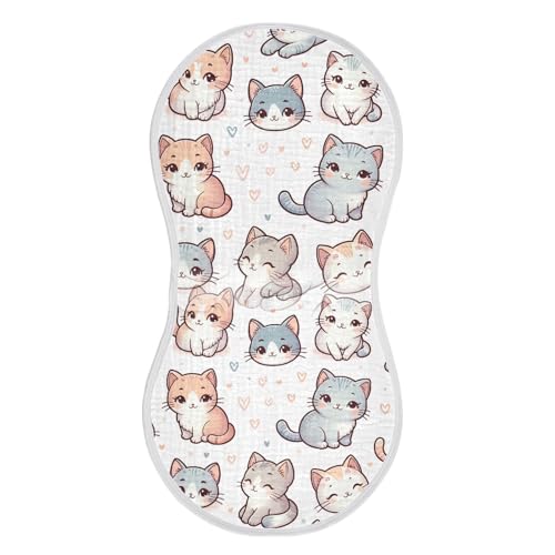 Muslin Baby Burp Cloths, Cute Cats Cotton Soft Burp Cloths for Newborns​​, Extra Absorbent Burp Cloths 4-Pack​​, 22 x 11 Inch2