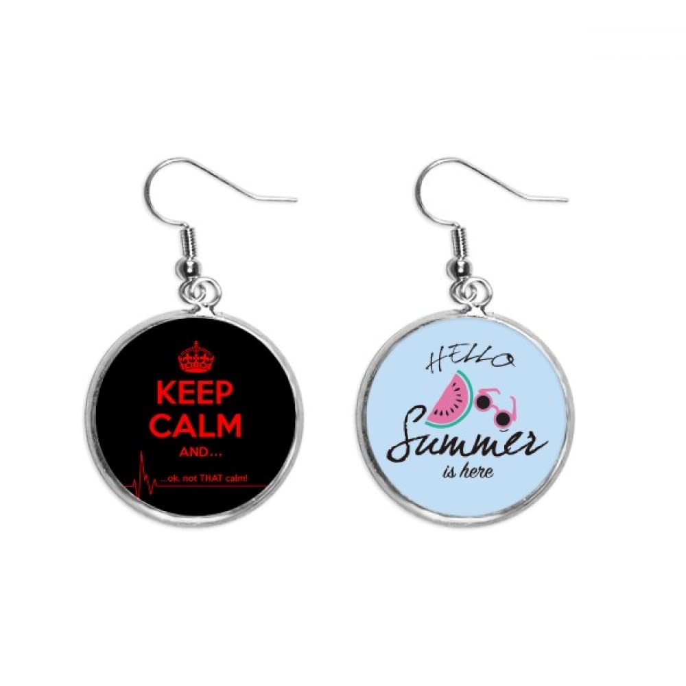 Pendientes de sandía Keep Calm aretes rojos y negros de verano para lóbulo 5