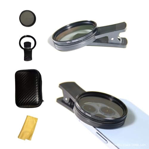CPL Filter 52 mm,Universell Handykamera CPL Filter Objektivset,CPL Filter Handy,Polfilter,CPL Handy-Kameraobjektiv-Polarisator mit Gewinde-Clip,für iPhone,Android-Smartphones