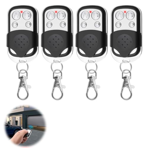 4PCS 433MHz Universal Garage Door Remote Control Wireless Automatic Copy Remote Control with Key Cover Slide Fob 4 Buttons Gate Remotes for Roller Shutters Car Electric Gates Garage Doors