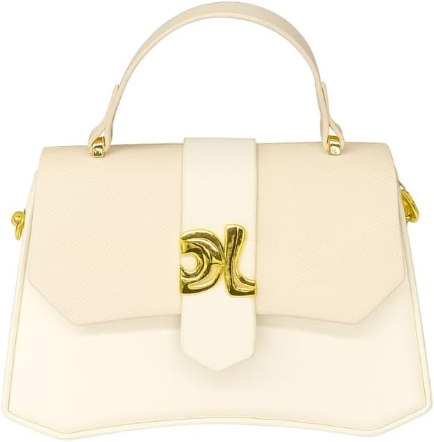 Designer Handbag with Gold Lock, Multiple Colours, Size 23.5x8x15 cm, Textured Pattern