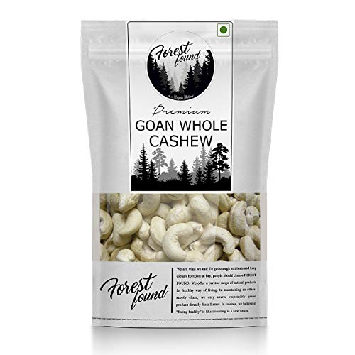 Image of Forest Found Whole Goan Cashew Nuts W320 Grade | Premium Natural & Crunchy Kaju, Sourced from Goa Farms, No Broken Pieces, Zip Lock Reusable Pouch | 400g