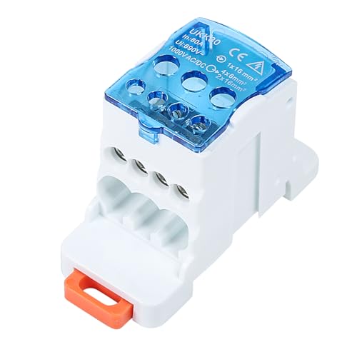 DEWIN Bloque de Terminales de Distribución, Bloque de Terminales de Riel DIN Caja de Distribución Conector de Cable Eléctrico Caja de Conexiones de Alimentación Universal