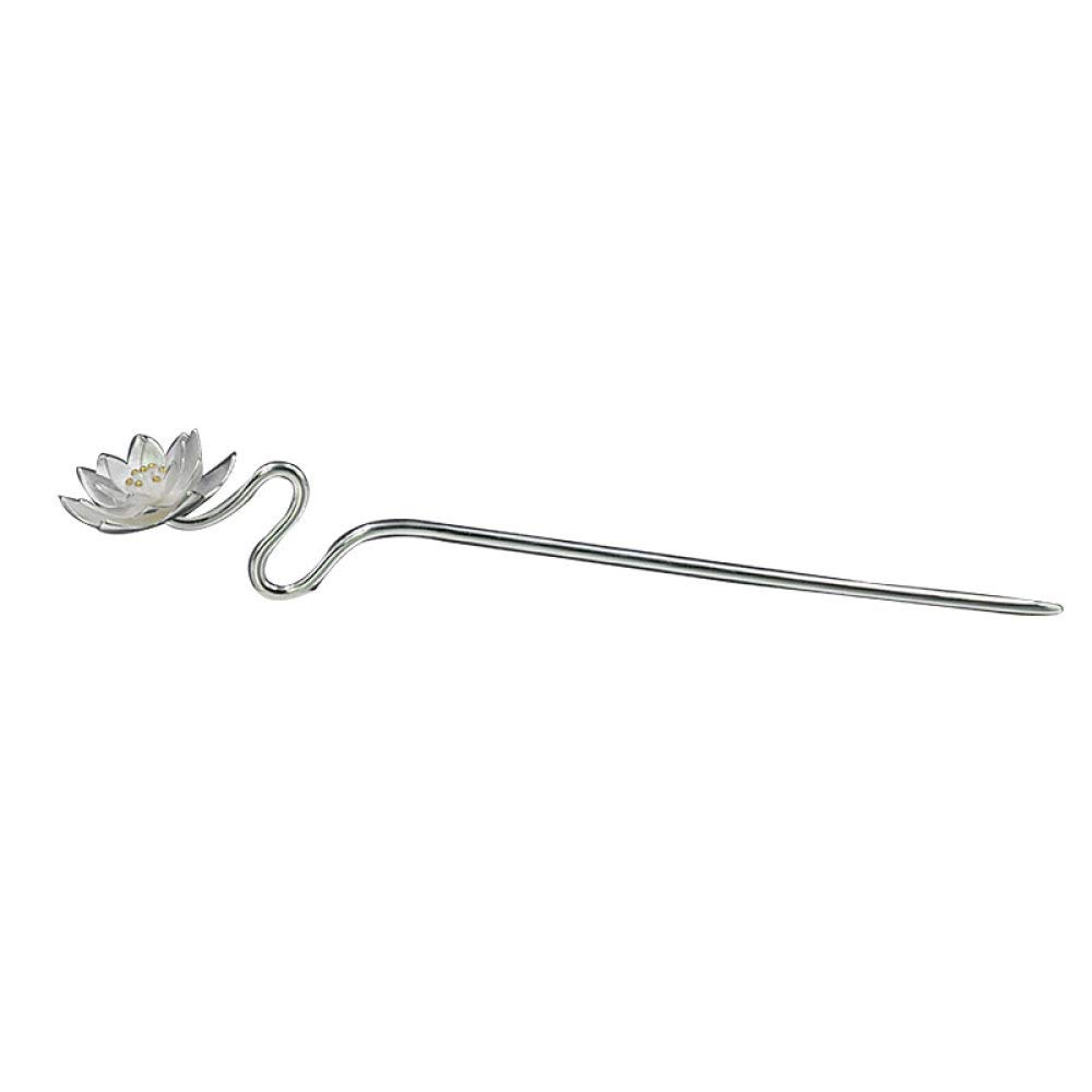 Bâton à cheveux, épingle à cheveux, bâtons de cheveux rétro chinois for femmes cheveux longs en argent sterling 925, épingle à cheveux en argent avec pompon lotus, accessoires de cheveux anciens japon