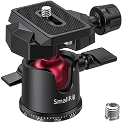 Rotula Para Tripode SMALLRIG Mini Rótula de Bola Ball Head Giratoria de 360° con Placa de Liberación Rápida y Tornillo de 1/4 de Pulgada para Trípode, Monopié, Cámaras, Carga Máxima de 4,4 LB/2 kg - BUT2665