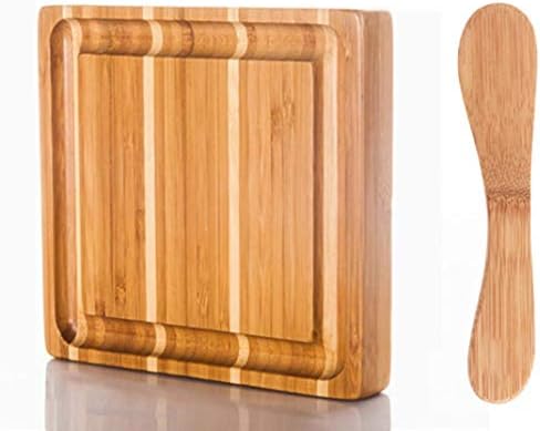 Bamboo Cheese Cutting Board with Butter Knife, Mini Fruit Chopping Board